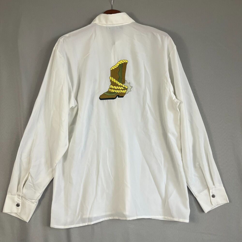 Western Max Mens Shirt White‎ Size XL Western Embroidered Cowboy Boot Roping NWT